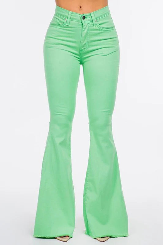 Bell Bottom Jean in Lime