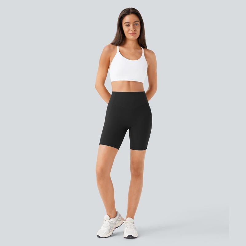 Halara Women'S Socinched High Waisted Scrunch Butt Lifting Tummy Control Shaping Workout Ultrasculpt Biker Shorts, 3''/ 5''/ 7'' Athletic Shorts with Pockets, Summer 2025 Running Shorts for Women, Gym Outfit Gym Shorts Cut Outs